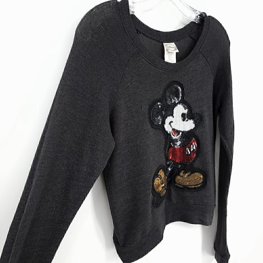 Disney Kids S Sequin Gray Long Sleeve Casual Bling Blouse Top Jerry Leigh - Picture 3 of 13